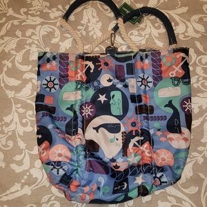 Lili Bloom Denim Reversible Nautical Tote